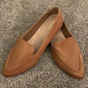 Tan, pointed toe flats